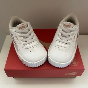 Puma Kids White and Gold Sneakers